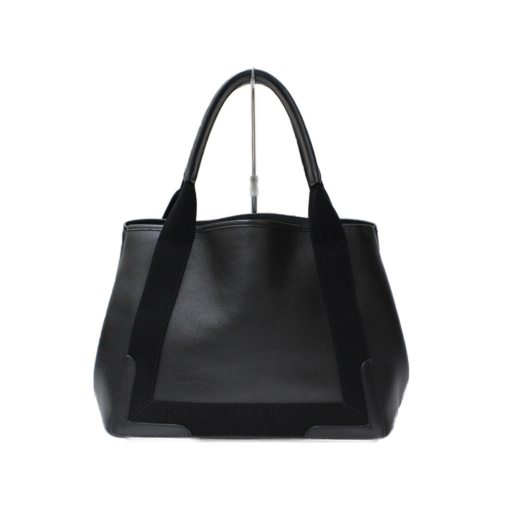 BALENCIAGA Navy Blue Cabas Shoulder Leather Canvas Black Tote Bag Pouch Classic - Picture 4 of 7